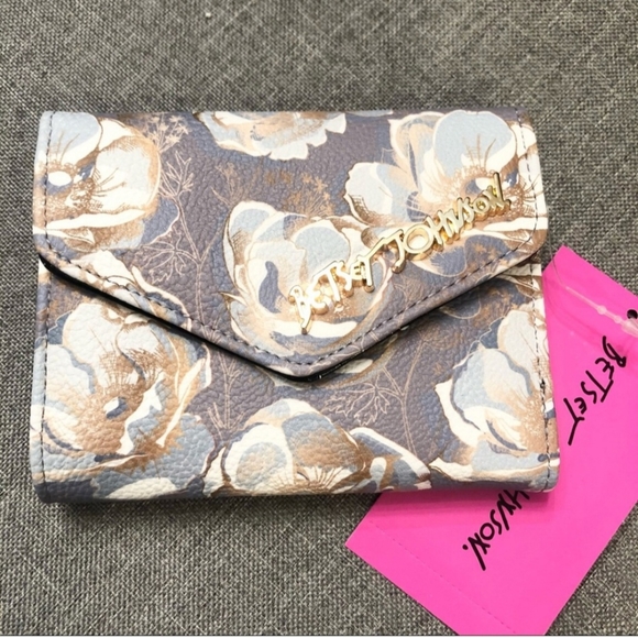 Betsey Johnson Floral Flap Wallet Grey - Picture 6 of 6